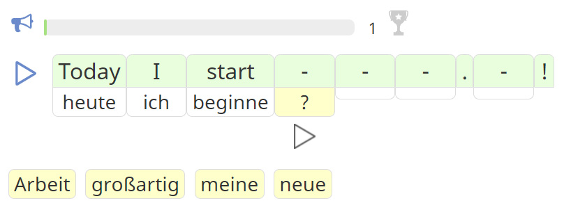 Englischer Satz mit wörtlicher Übersetzung ins Deutsche