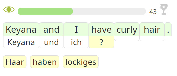 Englischer Satz mit wörtlicher Übersetzung ins Deutsche